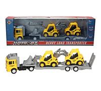 A to Z Hotrodz Heavy Load Transporter Truck Set with 2 Construction Vehicles, Pull Back Action, Moving Parts, Ages 3+