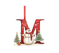A to Z Initial Christmas Decorations, Acrylic Letter Tree Pendants with Santa Snowman Designs, Personalised DIY Craft Fillers for Xmas Tree Decor Stocking Stuffers, M