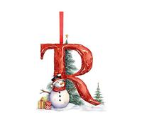 A to Z Initial Christmas Decorations, Acrylic Letter Tree Pendants with Santa Snowman Designs, Personalised DIY Craft Fillers for Xmas Tree Decor Stocking Stuffers, R