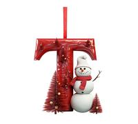 A to Z Initial Christmas Decorations, Acrylic Letter Tree Pendants with Santa Snowman Designs, Personalised DIY Craft Fillers for Xmas Tree Decor Stocking Stuffers, T