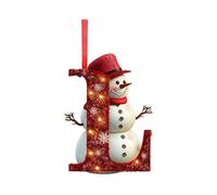 A to Z Initial Christmas Decorations, Acrylic Letter Tree Pendants with Santa Snowman Designs, Personalised DIY Craft Fillers for Xmas Tree Decor Stocking Stuffers, L