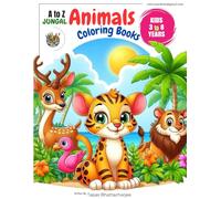 A to Z Jungle Animals Coloring Book for Kids Ages 3-8: Fun, Educational, and Easy Coloring Pages of 26 Wild Animals for Toddlers, Preschoolers, and Early Learners
