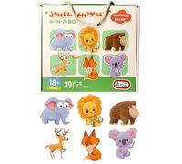 A to Z Jungle Animals Matching Jigsaw Puzzle, 6-in-a-Box Set, 39 Pieces, for Ages 18 Months and Up