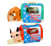 A to Z My Pet Dog Playset in Carrier, Includes Soft Plush Dog, Toys and Pretend Food, Turquoise