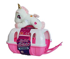 A to Z My Pet Unicorn in Carrier, Plush Toy with Pink and White Transport Case