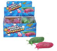 A to Z Squishy Squashy Caterpillar Squeeze Toy, Glitter, Pink and Green, Pack of 12