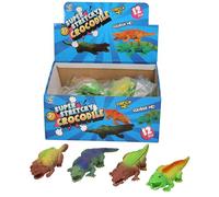A to Z Super Stretchy Crocodile Toy Figures, Squash and Stretch, Assorted Colours, Pack of 12