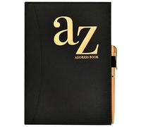 A to Z Telephone A5 Address Book A-Z Index Hard Back Cover with Pen (Black)