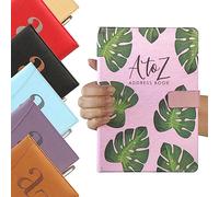 A to Z Telephone Address Book A-Z Index Hard Back Cover with Pen Address Book Home Office Work (Pink Leaves)