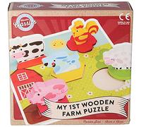 Atoz Wooden Classics Farm Animals Puzzle, 18cm x 18cm, Educational Toy for 12+ Months
