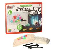 A to Z World of Discovery Archaeology Dig Kit, 20 Gemstones, STEM Educational Toy, Ages 6+, 2 Pieces