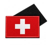 A TODA LECHE Embroidered Patch Swiss Flag Reflective Cross Hook and Loop Fixation 8 x 5 cm for Tactical Backpack and Outdoor Clothing