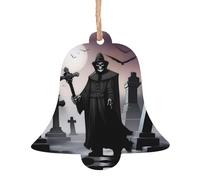 a TombstoneTerrors Wooden Ornament Pendant Bell Shape 1 PC for Tree, Wall and Door Decor - Vintage Style