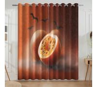 A Touch of Otherworldly Grace Realistic Passion Fruit Bats Halloween Blackout Drapes For Window Treatments - Original Design Panel Curtains, Caramel Orange, W46 x L90(2 Panels) 117x228cm