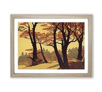 A Traditional Autumn Forest H1022 Framed Print for Living Room Bedroom Home Office Décor, Wall Art Picture Ready to Hang, Oak A4 Frame (34 x 25 cm)
