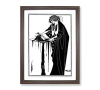 A Tragedy In Act One Vol.2 By Aubrey Beardsley Classic Painting Framed Wall Art Print, Ready to Hang Picture for Living Room Bedroom Home Office Décor, Walnut A4 (34 x 25 cm)