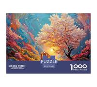 A Train Is Traveling Along 1000 Pieces Extra-thick Cardboard Jigsaw Puzzle Lush Broad-canopied Tree Impossible Hard Difficult Family Game Jigsaw As Birthday Gifts 70x50cm/1000pcs