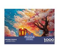 A Train Is Traveling Along The Tracks Surrounded Trees 1000 Pieces Eco-friendly Paper Puzzle Jigsaw Puzzle Set Cherry Blossoms Impossible Hard Difficult Family Game Jigsaw Gifts for Family, Friends 38