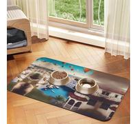 a Travel Dreams Pet Absorbent Leather Non-Slip Feeding Mat 30x45cm, Quick Drying, Waterproof, Washable Bowl Mat