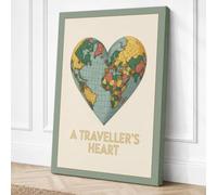 A Traveller's Heart Vintage Canvas Wall Art Print 18x12 Inch (46 x 30 cm)
