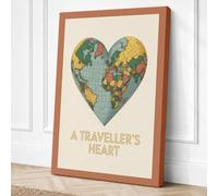 A Traveller's Heart Vintage Canvas Wall Art Print 30x20 Inch (76 x 51 cm)