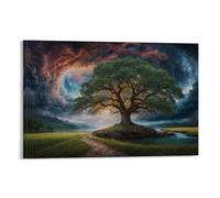 A Tree in The Field by The Stream Oil Painting Print Art Poster Poster Vintage Art, Wall Canvas, Decoration Aesthetic, Living Room, Kids Room Dormitory, Cafe, Bathroom, Suitable for Bedroom, Gym, Cool