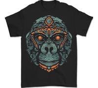 A Tribal Gorilla Mens T-Shirt 100% Cotton Black 4XL