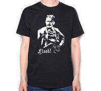 A Tribute to Blackadder Lord Flashheart Cult Comedy Fry & Laurie T-Shirt Black Graphic Unisex Tee Shirt L