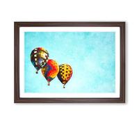 A Trio of Hot Air Balloons Painting Framed Print | A2 Walnut Framed Wall Art | Ready to Hang | Modern Historical Picture | Living Room Bedroom Lounge Office