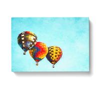 A Trio Of Hot Air Balloons Painting Modern Art Canvas Wall Art Print Ready to Hang, Framed Picture for Living Room Bedroom Home Office Décor, 76x50 cm (30x20 Inch)