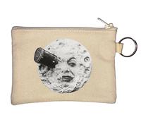 A Trip to The Moon Man in The Moon Space Rocket Key Chain Coin Purse Beige