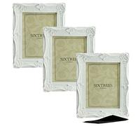 A Triplepack of Sixtrees Chelsea 5-254-68 Ornate Vintage Swept Shabby Chic White 8x6 inch Photo frames - with Microfibre glass cleaning cloth.