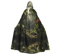 A tropical rainforestHalloween printed hooded cape adult party robe masquerade and role play. Carnival wizard cape