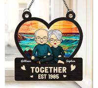 A True Love Story Never Ends, Personalized Acrylic Window Hanging Suncatcher, Anniversary Birthday Gifts for Wife Husband, Wedding Gifts for Couples 2025, Gift for Her & Him