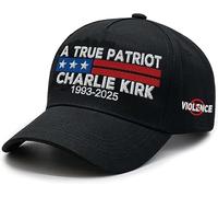 A True Patriot Charlie Kirk 2025 Hat Charlie Kirk Hat A True Patriot Cap USA Flag Republican Memorial Tribute Charlie 2025 Baseball Caps Embroidery (UK, Alpha, M, Black)
