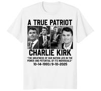 A True Patriot Charlie Kirk Shirt, Pray for Charlie Kirk T-Shirt, Charlie Kirk Assassination Outfit, Justice for Charlie Tee (UK, Alpha, M, Regular, Regular, White)