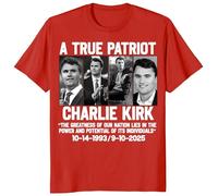 A True Patriot Charlie Kirk Shirt, Pray for Charlie Kirk T-Shirt, Charlie Kirk Assassination Outfit, Justice for Charlie Tee (UK, Alpha, M, Regular, Regular, Red)