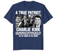 A True Patriot Charlie Kirk Shirt, Pray for Charlie Kirk T-Shirt, Charlie Kirk Assassination Outfit, Justice for Charlie Tee (UK, Alpha, M, Regular, Regular, Navy)