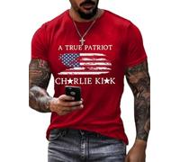 A True Patriot T-Shirt Crew Neck Short Sleeve Shirt Mens Shirt Patriotic Tops American Political Statement Tee T Shirts for Men UK Turning Point USA Red Plus Size 40