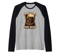 A True Shit Head Bold Satire Meme Design Raglan Baseball Tee