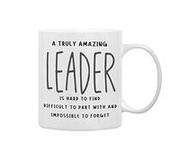 A Truly Amazing Leader is Hard to Find Novelty Ceramic Drinking Cup Mug,Best Leader Mentor Supervisor Gifts,Inspirational Leadership Double Side Printed Ceramic Cup 11Ounce