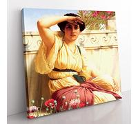 A Tryst by John William Godward Classic Painting Canvas Wall Art Print Ready to Hang, Framed Picture for Living Room Bedroom Home Office Décor, 35x35 cm (14x14 Inch)