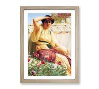 A Tryst By John William Godward Classic Painting Framed Wall Art Print, Ready to Hang Picture for Living Room Bedroom Home Office Décor, Oak A3 (34 x 46 cm)