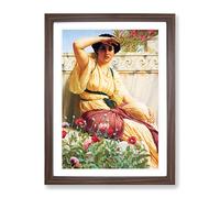 A Tryst By John William Godward Classic Painting Framed Wall Art Print, Ready to Hang Picture for Living Room Bedroom Home Office Décor, Walnut A4 (34 x 25 cm)