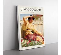 A Tryst By John William Godward Exhibition Museum Painting Canvas Wall Art Print Ready to Hang, Framed Picture for Living Room Bedroom Home Office Décor, 60x40 cm (24x16 Inch)