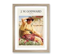 A Tryst By John William Godward Exhibition Museum Painting Framed Print | A4 Oak Framed Wall Art | Ready to Hang | Modern Historical Picture | Living Room Bedroom Lounge Office