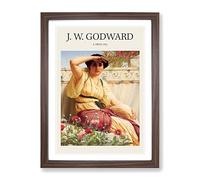 A Tryst By John William Godward Exhibition Museum Painting Framed Print | A4 Walnut Framed Wall Art | Ready to Hang | Modern Historical Picture | Living Room Bedroom Lounge Office