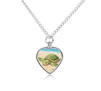 A Turtle Basking in The Sun Pet Ashes Necklace with Filling Kits 70CM Cable Chain Memorial Cremation Urn Necklace Jewelry Souvenir Keepsake for Human Ashes Dogs Cats Sympathy Gift for Women Men