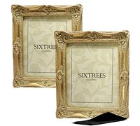 A Twinpack of Sixtrees Chelsea 5-250-80 Ornate Vintage Swept Shabby Chic Gold 10x8 inch Photo frames - with Microfibre glass cleaning cloth., 10x8 inch Twinpack
