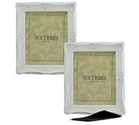 A Twinpack of Sixtrees Chelsea 5-254-80 Ornate Vintage Swept Shabby Chic White 10x8 inch Photo frames - with Microfibre glass cleaning cloth.